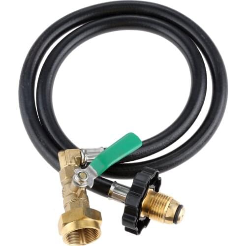 Updated Propane Refill Adapter Hose for 1 LB Gas Bottle 35.5" Long with ON/Off Control Valve (POL Type Inlet for Old Tank)