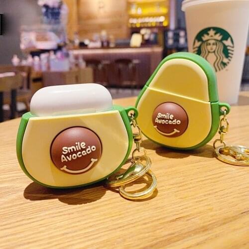 Creative Fashion Avocado AirPods Earphone Case Keychain Personality Trend Charm Keychain Ladies Bags Mobile Phone Keychain