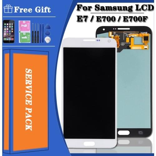 Original Super AMOLED LCD For Samsung Galaxy E7 E700 E700F E7000 E7009 LCD Display Touch Screen Digitizer Assembly Replacement