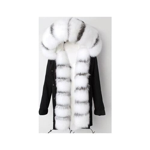 New Winter Genuine Rex Rabbit Fur Liner Silver Fox Parkas