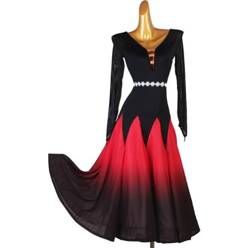 Modern Dance Dress Long Sleeve Ballroom Dancing Performance Costumes Women Tango Dance Rumba Dresses Viennese Waltz Dress