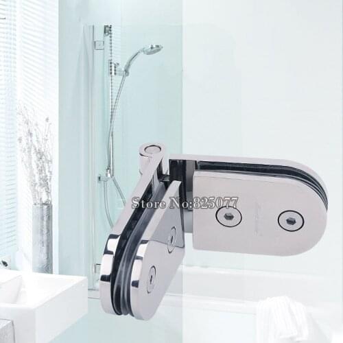 1PCS 180 degree Glass door hinge semicircular surfacedouble side movable bathroom stainless steel glass clamp KF785