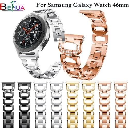 Watch Band for Samsung galaxy watch 46mm Gear S3 Classic Rhinestone Diamond Stainless Steel Metal Bracelet watch Band Strap 22mm