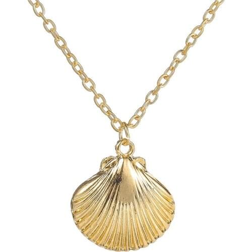 RONGQING 1pcs Shell Necklace 2019 Fashion Gold Chain Seashell Beach Summer Jewelry necklace women men