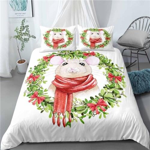 Christmas Little Mouse Bedding Set Duvet Cover Pillowcase Home Textile Adult Children Gift Queen King Size Bedding Set