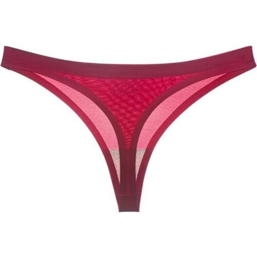 Y166 Womens Sexy Low Rise Ice Silk Thongs Underwear Seamless Solid Sports G-String