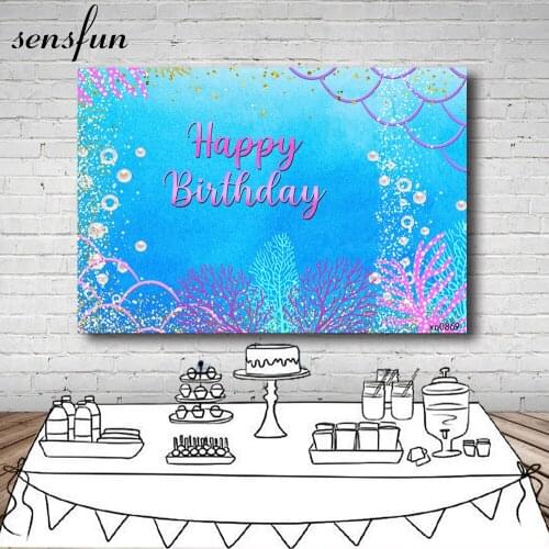 Sensfun Under The Sea Mermaid Theme Party Backdrop For Photography Coral Bubble Fish Scales Girls Birthday Backgrounds Custom