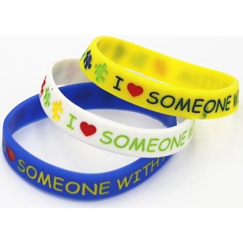 3PCS/lot I Love Someone with Autism Silicone Wristband Medical Alert Jewelry Puzzle Silicone Bracelets&Bangles Adults Gift SH147