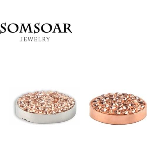 Somsoar Jewelry 12MM Interchangeable Champagne Magnet Coin Fit For Cambio Leather Warp Bracelet 10pcs/lot