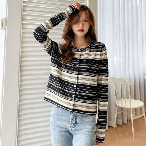 3160 Spring Autumn Knitted Sweater Thin Sun Protective Classic Vintage Comfortable Slim Fit Campus Sweet Girlfriend Cardigan