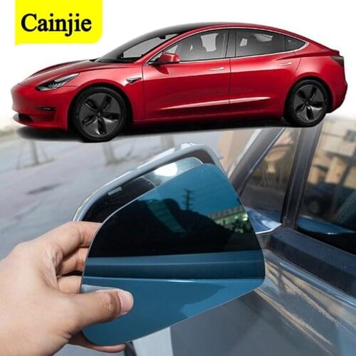 2Pcs Car Rearview Mirror For Tesla Model 3 Side Blue Rearview Mirror Lens Glass W/holder and Heated Function