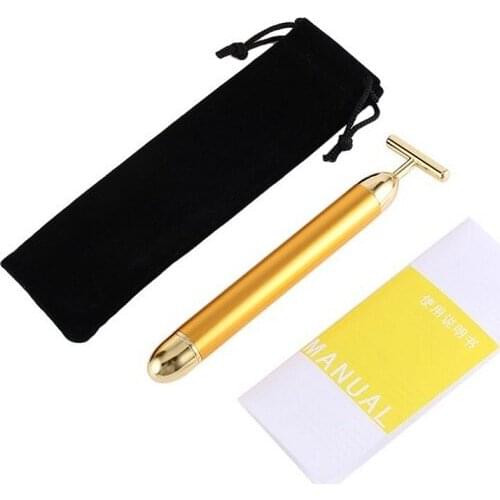 10pcsSlimming Face roller 24k Gold Colour Vibration Facial Beauty Roller Massager Stick Lift Skin Tightening Wrinkle Bar