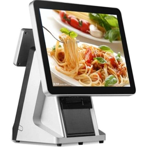 15 inch capacitive touch screen pos system point of sales built-in printer with VFD cash register for restaurant