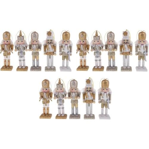 15 Pack of Sparkling Nutcracker - Hanging Wooden Decorations, Nutcracker Doll Christmas Festive Ornaments, 4.7 x 1.4 x 1.25inch