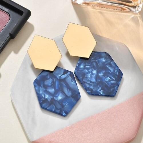 2019 New Hot Fashion Geometric Square Earrings Brincos Oorbellen Acrylic Connection Pendants Drop Earrings For Women Jewelry