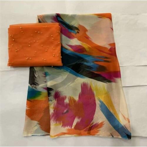 2019 High Quality African Silk Chiffon Printed Fabric For Ladies To Wear Soft And Comfortable Printed Silk Fabric! LXF41411