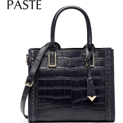 2020 Stone Pattern Top Layer Cowhide Leather Women Handbag Classic Luxury High Quality Crossbody Bags Large Messenger Bag