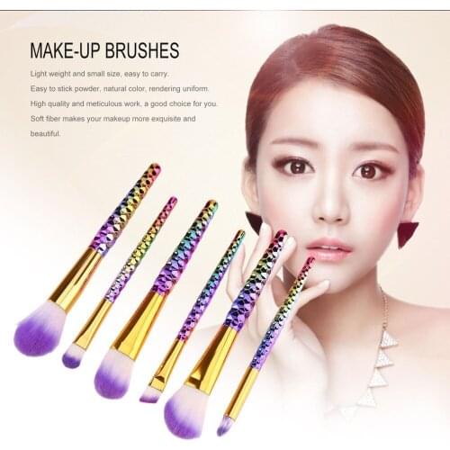 6pcs/set Portable Make-up Brushes with Anti-slip Fish Scale Pattern Handle for Professional & Daily Use DD