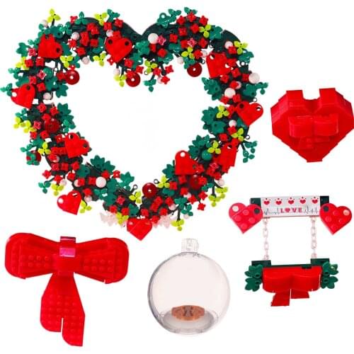 808Pcs City Loving Heart Rose Garland Building Blocks Flowers Creativity Bricks Toys Make Proposal Lovers Gift Girls Children