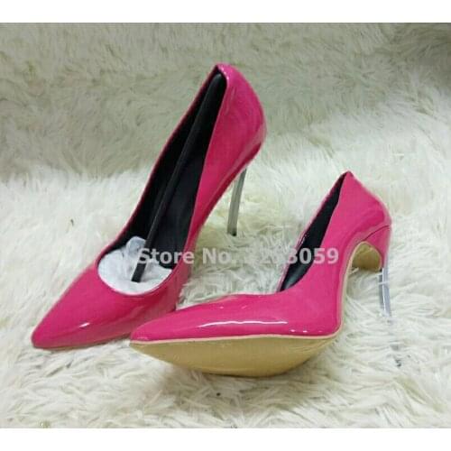 ALMUDENA Factory Real Photo Gold Heels Slip-on Banquet Shoes Red Black Silver Glossy Nightclub Pumps Gladiator Shoes 12cm Heel