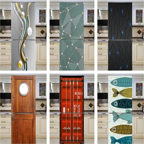 Geometric Lines Wood Refrigerator Contact Paper Embossed Flower Wall Freezer Decal Film Panel Cover Wall Sticker Home Decor Gift