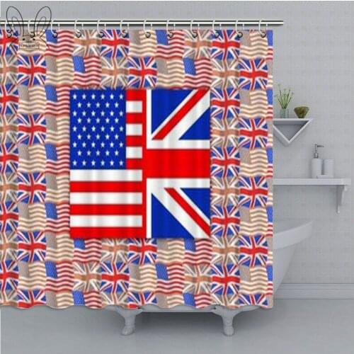 Colorful Bathroom Curtain American And UK Flags Combined Waterproof Shower Curtain Polyester Fabric Bath Decor Bathroom Shower