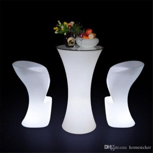 Colorful LED Cocktail Bar Table plastc KTV Coffee Table Remote Control Color Change Commercial Furniture supplies bar table set