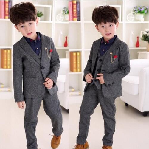 Children Suit Baby Boys Suits Kids Blazer Boys Formal Suit For Weddings Boys Clothes Jackets+Vest+Pants 3pcs 3-10Y