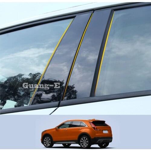 For Cadillac XT4 2018-2022 Car PC Material Pillar Post Cover Door Trim Window Piano Black Molding Sticker Plate