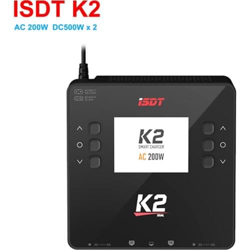 ISDT K2 AC 200W DC 500W x2 Dual Channel Smart Battery Balance Charger For Lilon LiPo LiHV NiMH Pb Gaoneng Tattu Battery RC Model