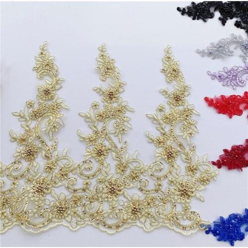 14Color Sequined Car Bone Lace Trim Wedding Dress Veil Clothes Lace Fabric Accessories 43cm