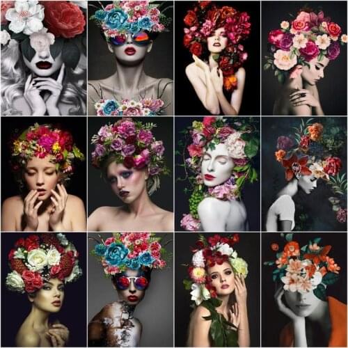 GATYZTORY Picture By Number Flower Abstract Girl DIY Drawing Canvas Handpainted Figure Oil Painting By Numbers Home Decoration