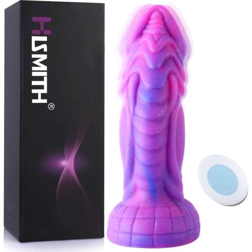 Hismith Novelty Starry Sky Tier Viberating Dildo 8 Inch Silicone Penis Monster Series Viberator For Women