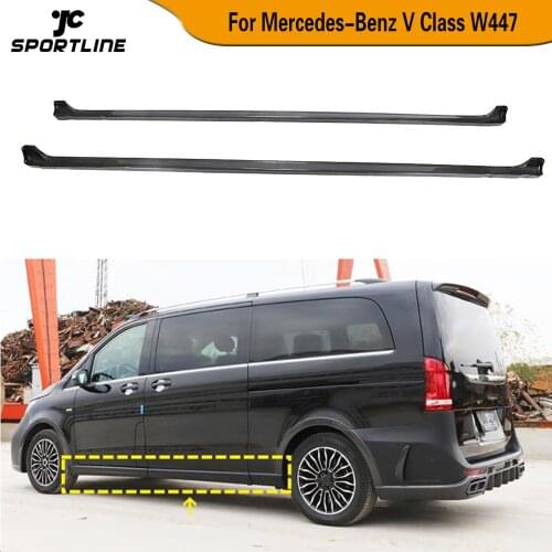 Carbon Fiber Door Extension Lip Aprons Bottom Side Skirts For Mercedes-Benz V Class W447 V250 V220d 2015 2016 2017 2018 2019