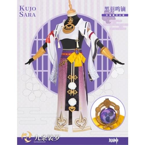 Genshin Impact Kujo Sara Kimono Game Suit Uniform Dress Cosplay Costume Halloween Carnival Party Outfit For Women NEW