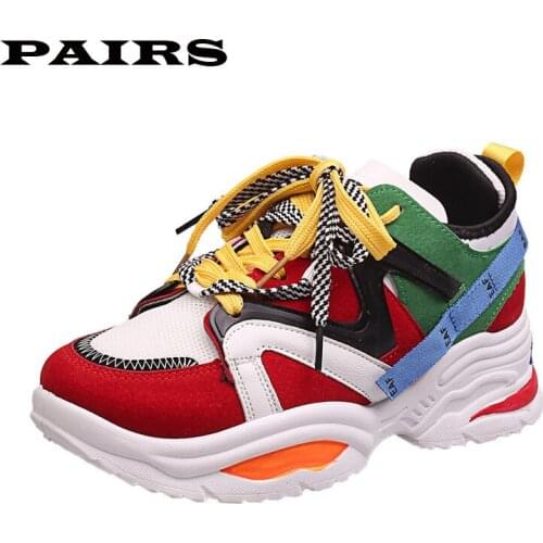 Trendy Women Sneakers Thick Sole Ladies Platform Shoes Web Celebrity Chunky Dad Sneakers Chaussures Femme Buty Damskie