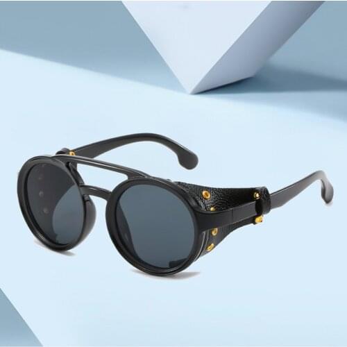 Round Steampunk Sunglasses Men Punk Retro Sun Glasses for Women Goggles Men Gothic Style Vintage Shades for Male Female Eyewear