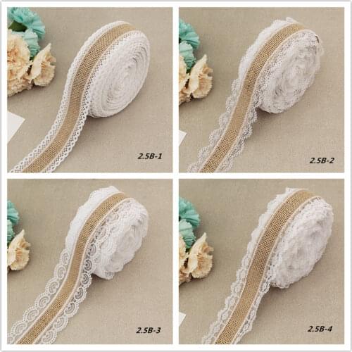 2 Meter Natural Jute Burlap Rolls Hessian Ribbon With Lace Vintage Rustic Wedding Decoration Wedding Party Favors