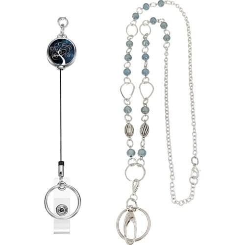 KURSHUNI Women Fashion Beaded Lanyard Necklaces Keys ID Badges Holders Long Beautiful Necklaces For Employees Teachers Nurses