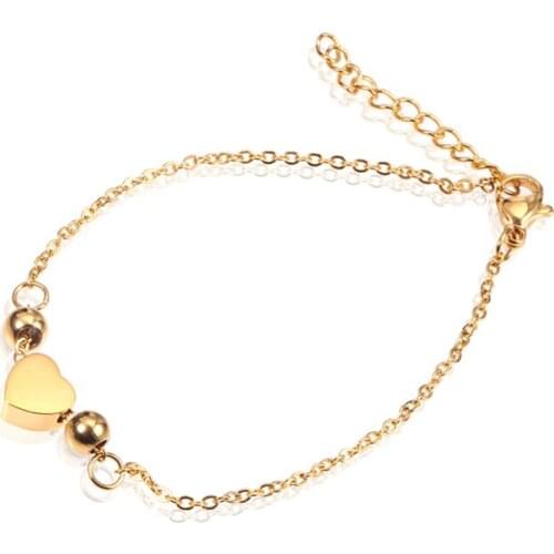 RIR Fashion Simple Heart Bracelet Gold Stainless Steel Minimalist Bracelet & Bangle Women Jewelry Friendship Gift