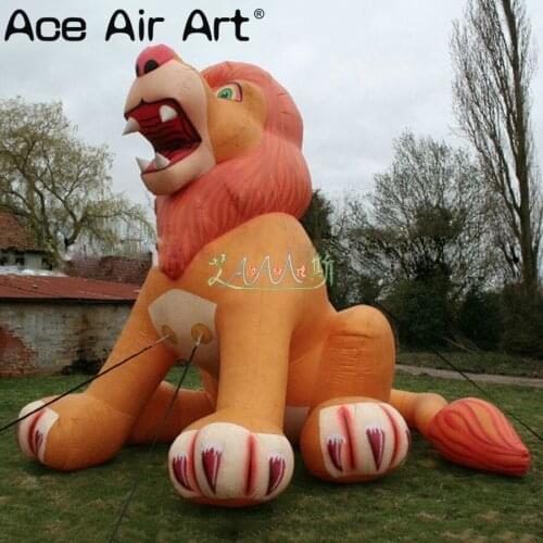Powerful huge sitting inflatable roaring lion king animal cartoon model for theatre advertising/wildlife park display