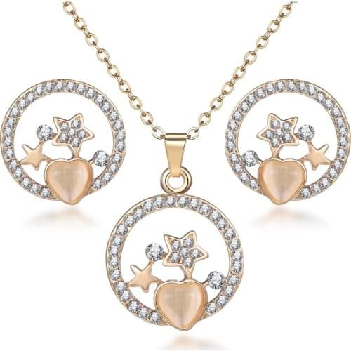 2018 new Pearl Bridal Jewelry Sets Parure Bijoux Femme Pink Natural Stone Opal Tulip Flowers Jewelry Wedding Jewelry Sets