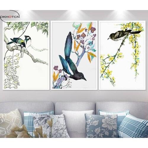 Spring Bird Wall Art Unframed Poster and Print Canvas Painting Decorative Picture for Living Room Home Decor