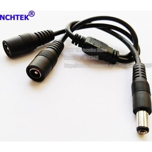 NCHTEK DC Power 1 Male To 2 Female Splitter Adapter Cable 5.5*2.1mm Strip Light CCTV Camera, 5.5/2.1/Free Shipping/2PCS