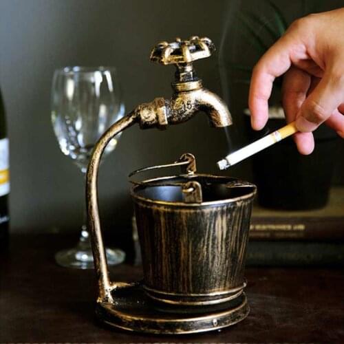 New Hot Creative Wrought Iron Ashtray Home Desktop Decorative Water-tap Deer Bird Shape Retro Ash Tray Holder metal ashtray