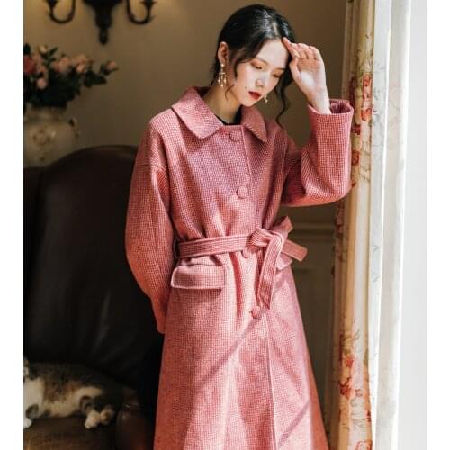 2020 new fashion womens clothing Single Breasted Turn-down Collar Solid Long Full womens wool coat