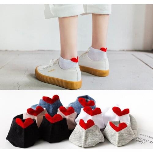 The New Women Cotton Socks Cute Heart Heel Three-dimensional Solid Color Personality Fashion Socks Breathable Sweat-absorbent