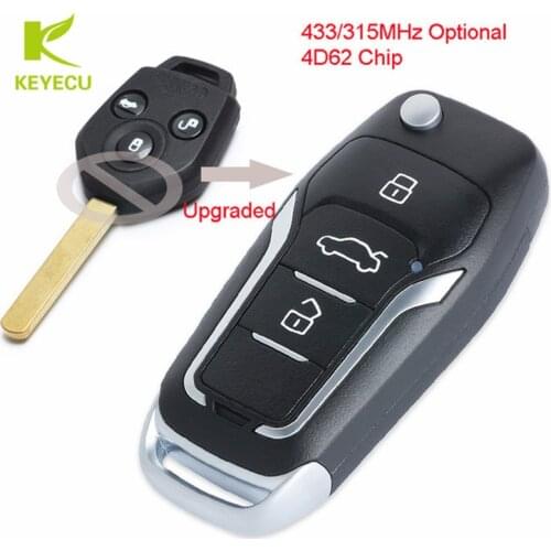 KEYECU New Upgraded Flip Remote Car Key Fob 3 Button 315/433MHz Optional 4D62 Chip for Subaru Forester 2008-2012