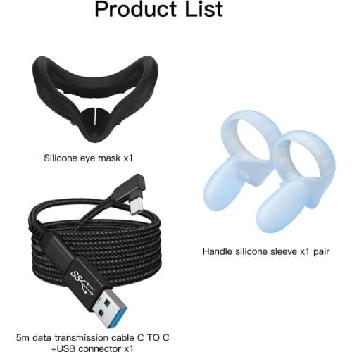 Suitable For Oculus Quest 2 Smart VR Glasses Eye Mask Handle Silicone Sleeve 5m Data Cable Basic Accessories Set High Quality