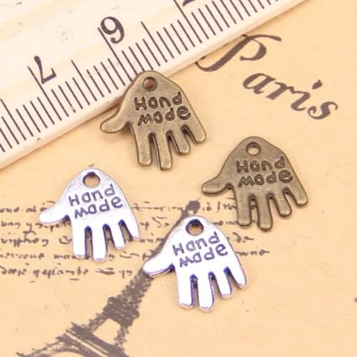 40pcs Charms palm hand made 13x13mm Antique Pendants,Vintage Tibetan Silver Jewelry,DIY for bracelet necklace